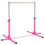 HOMCOM Gymnastics Bar, Height Adjustable Gymnastics Horizontal Bar for Kids, Home Gym Training Children Junior Kip High Bar Fitness, Pink