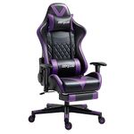 Mondschein Gaming Chair Office Chair with Massage Reclining Computer Chair with Footrest High Back Ergonomic Desk Chair Leather Racing Gamer Chair Adjustable Armrest Headrest (Purple)