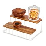 InterDesign iDesign The Ría Safford Collection Acacia Wood and Wire Two Organizer, 12" x 8.5" x 5", 2 Tier Spice Rack