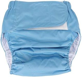 Lwuey Reusable Adult Cloth Diaper, Adults Incontinence Underwear Elderly Nappies Washable with Maximum Absorbency Suitable Waist 19.7-49.9inch for Bedridden Postpartum Patients Overnight(Blue)