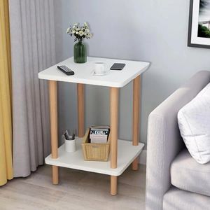 Uandhome Sofa Side Table,Nightstand Coffee End Table with Storage Shelf for Living Room, Bedroom, Small Spaces, Easy Assembly 2 Tier Modern Home Decor Bedside Table with Wood Legs