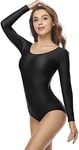 Speerise Womens Long Sleeve Dance Ballet Leotard Bodysuit, Black, XXL