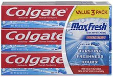 Colgate Max Fresh Toothpaste With Mini Breath Strips, Cool Mint, 6 Ounce (Pack of 3)