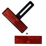 Evermotor Universal Motorcycle E4 Reflector Rear Narrow Red with Short T-Holder Number Plate Rear Reflector Cat's Eye Scooter Quad E-Approved