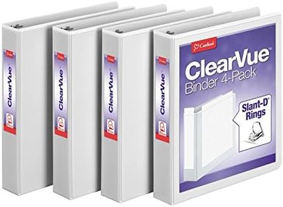 Cardinal 1.5" D-Ring View Binders, 4 per Pack, White (29400)