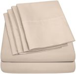 Deep Pocket Queen Sheets - 6 Piece 1500 Supreme Deluxe Collection Up to 21" Extra Deep Pocket Ultra Soft Queen Sheet Set Deep Pocket Bedding, Extra Deep Queen, Beige