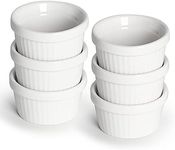 HAOTOP Mini Ramekins 1 oz 30 ml Porcelain Souffle Dish, Small Dipping Sauce, Dessert Cups Set, Oven Safe, Set of 6