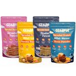 Gladful Pancake Mix Combo Pack - 4 Flavours Strawberry, Blueberry, Banana, Chocolate, High-Protein, Plant-Based Breakfast, No Maida, No Refined Sugar, Made with Sprouted Millets -600 gm - Pack of 4