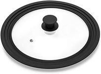 Universal Lid for Pots,Pans and Skillets - Tempered Glass with Heat Resistant Silicone Rim Fits 10.5", 11" and 12" Diameter Cookware,Black