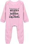 Sent from Heaven with Kisses from Grandpa Unisex Cotton Onesie for Baby Footed Playsuit Outfits, K-pink, 3-6 Months