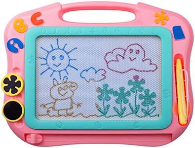 ikidsislands IKS85P [Travel Size] Magnetic Drawing Board for Toddlers, Color Magna Erasable Doodle Pad for Kids, Mess Free Write and Learn Creative Educational Toys for Toddler Girls (Pink)