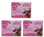 PETS EMPIRE Natural Handmade Dog Soap, 100g (Pack of 3) - Gentle & Nourishing Rose Pet Soap Bar for Healthy Skin & Coat | Antibacterial & Fur Brightening Dog Grooming Organic Soaps for All Breeds