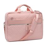 Kono Laptop Bag for Women, 15.6 Inch Quilted Laptop Briefcase, Ladies Water-Repellent Notebook Case, Large Shoulder Messenger Computer Bag for Business Work Travel (Pink)