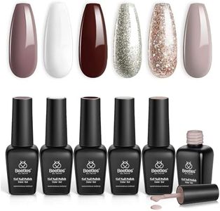 Beetles Holiday Gel Nail Polish Set - 6 Colors Burgundy Red Brown Champagne Gold Brown Gel Polish Kit Snow White Nude Grey Soak off Nail Uv Lamp Gel Polish Gel Nail Manicure Kit DIY Gifts for Women