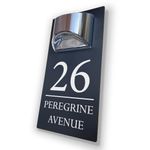 House Numbers Plaques With Solar Light Door Number House Signs Door Number Plaques For Wall House Name Plaques For Outside House Number Plaques With Light (Matt Grey & Modern Text)