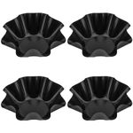 JEUIHAU 4 PCS 7 Inches Tortilla Bowl Maker, 8 Petal Shape Taco Salad Shell Mold, Tortilla Shell Pans Taco Shell Maker for Taco Bowls, Salads, Dips, Black