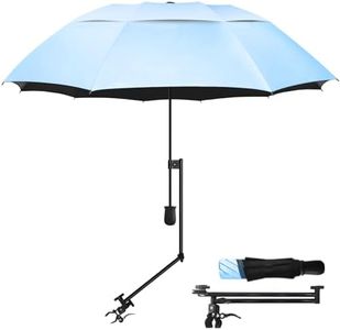 HOBVO UPF 50+ Golf Umbrella with Adjustable Universal Clamp,Portable Umbrellas for Rain,Beach Umbrella with clamp for Beach Chair,Golf Cart, Stroller,Fishing,Patio,Manual Open & Close