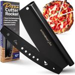 KitchenStar Pizza Cutter Rocker 12 inch Black | Sharp Stainless Steel Pizza Knife Slicer - Rocker Style with Blade Cover - Nonstick Compact Pizza Cutter – Premium Pizza Oven Tools and Accessories