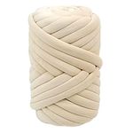 Casaphoria Chunky Yarn for Hand Arm Knitting Blanket,Super Soft Giant Yarn Cotton Tube Yarn,Washable Velvet Jumbo Crochet DIY Yarn for Pet Bed,Bulky Yarn for Pillow(Beige,3Lbs)