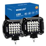 WOWLED Offroad 4 Inch Quad Row LED Pods 2 Pack, 7200LM Spot Beam 4 Rows LED Light Bar Off Road Work Light Driving Fog Lamps Car ATV UTE Truck Bar Lamp Camp Light 12V 24V DC 4X4