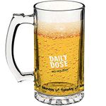 Jhingalala Daily Dose No Holiday Printed Glass Beer Mug | Gift Beer Mugs for Husband, Men, Brother, Boyfriend, Friends, Boys, 470ml (16oz)