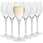 Krosno Large Prosecco Champagne Sparkling Wine Glasses Flutes | Set of 6 | 280 ML | Harmony Collection | Perfect for Home, Restaurants and Parties | Dishwasher Safe