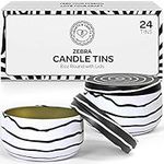 Hearts & Crafts Zebra Candle Tins 8 oz with Lids - 24-Pack of Bulk Candle Jars for Making Candles, Arts & Crafts, Storage, Gifts, and More - Empty Candle Jars with Lids