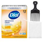 Superhairpieces Afro Comb with Dial Bar Soap and Soap Mesh Bag, Deodorant Body Wash, Moisture Balance, Pack of 12 (Gold Bar), 3 Pieces Set Combo