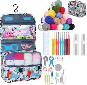 Aeelike Crochet Kit with Bag for Travel, Easy Learn to Crochet Kit for Beginners All Age,69pcs Crochet Starter Kit Include Crocheting Instruction, 21pcs Crochet Hooks,15pcs Yarn and Storage Bag
