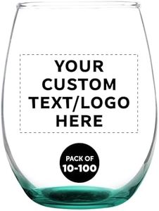 DISCOUNT PROMOS Custom Stemless Wine Glass 9 oz. Set of 10/50/100, Personalized Bulk Pack - Great for Wedding Favors, Bachelorette Party Decorations, Party Favors - Green