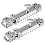 XFORT® 2 Pack Polished Chrome Door Bolt, Surface Mounted Sliding Door Lock, Durable Door Lock Bolts Ideal for Securing Internal Doors for Bedrooms, Bathrooms, Cupboards and Storage Units (100mm)