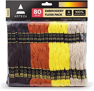 ARTEZA Embroidery Thread, 80 Skeins, Dark Brown, Natural, Yellow, & Burnt Orange