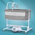 StarAndDaisy Automatic Dream Cradle/Crib for Baby 0-3 Years Boys & Girls with Locking Wheels, Hanging Toys, Multi Height Adjustment & Mosquito Net -Grey