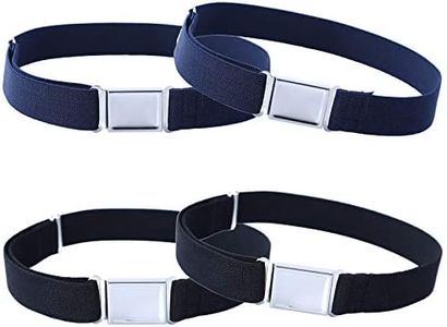 4PCS Kids Boys Adjustable Magnetic Belt - Elastic Belt with Easy Magnetic Buckle (2pcs Black/ 2pcs Navy Blue)