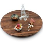 MAGIGO 30 Inches Black Walnut Wood Lazy Susan Organizer, Solid Wooden Round Turntable, Rotating Tray for Table Top/Counter Top