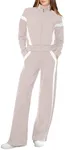 XIEERDUO Womens Lounge Set Two Piece Active Tracksuit Matching Sets Airport Outfits Wide Leg Sweatpants Colorblock XXL