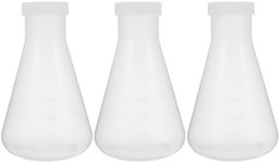 iplusmile Plastic Erlenmeyer Flask - 3pcs Erlenmeyer Flask with Screw Cap, Transparent Erlenmeyer Flask with Scale, Narrow Neck Conical Flask for Lab Science Experiment (100 + 250 + 500ml)