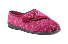 Zedzzz Womens Ladies Diabetic Orthopedic Washable Touch Fasten Slippers (Wine, 8, numeric_8)