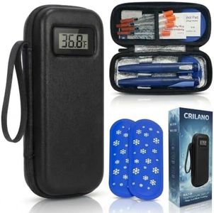 Crilano Insulin Cooler Travel Case with Temperature Display, TSA Approved Diabetic Medicine Cooling Bag Diabetic Supplies Organizer with 2 Ice Pack for trips (Black4)