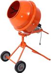 BouPower 370W Portable Electric Concrete Mixer Cement Mixing Barrow Machine Mixing Mortar Handle With Wheel (4.6 Cu/Ft.) Orange As shown