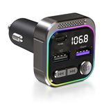 PRMHOOT FM Bluetooth 5.3 Transmitter Car, Bluetooth Car Adapter with PD30W, Hands-Free Calling, Hi-Fi Sound Support U Disk with Light