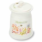 Cooksmart British Designed Biscuit Jar | Ceramic Biscuit Barrel for All Modern Kitchens | Large Biscuit Tin with Airtight Lid - Bee Happy