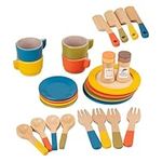 Perfeclan Wooden Toy Plates Dishes,