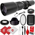 Opteka 500mm/1000mm f/8 Manual Telephoto Lens for Canon EOS 80D, 77D, 70D, 60D, 7D, 6D, 5D, 5Ds, Rebel T7i, T7s, T6i, T6s, T5i, T5, T4i, T3i, T3, T2i, T1i, SL2 and SL1 Digital SLR Cameras Black