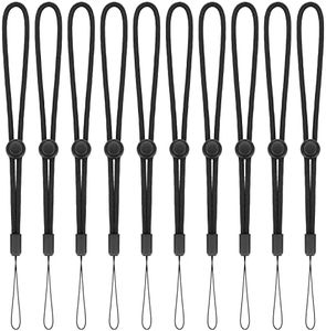 Cobee Correa de muñeca de mano, paquete de 10 correas de muñeca de nailon ajustable, correas de muñeca de mano suaves para teléfono móvil, Camara, llave, MP3, MP4, GoPro, Negro