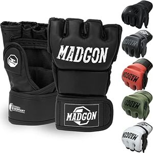 MADGON Guantes MMA con Acolchado Profesional – Guantes de Boxeo con Gran Estabilidad de Muñeca – Guantillas MMA Duraderas para Artes Marciales, Boxeo, Kickboxing, Sparring – Incluye Bolsa