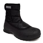 Nautica Mens Duck Boots Waterproof Shell Insulated Snow & Rain Boot-(Zipper/Bungee/Stap), Black-tyee, 6 UK