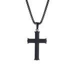 Epinki Chain with Pendant for Men, Black Cross Stainless Steel Necklace 24 Inch