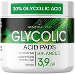 Glycolic Acid Resurfacing Pads for Face and Body - Exfoliating Facial Peel - Vitamins B5 C E, Green Tea - Dark Spot Blackhead Remover, Pore Minimizer Treatment – 60 Pre-Moistened Cotton Pads for Face Cleansing and Peeling