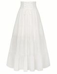 SCARLET DARKNESS Women’s Victorian Skirt Elastic High Waist Maxi Skirts Lace-up Peasant Skirts White L